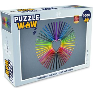 Puzzel Hart - Potloden - Regenboog - Abstract - Legpuzzel - Puzzel 1000 stukjes volwassenen