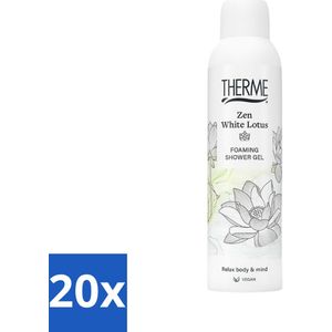 20 x Therme - Shower Foaming ml Zen White - Product - Verzorgend - Verfrissend - 200ml - Vegan - Dierenproefvrij - Ontspanning - Wellness
