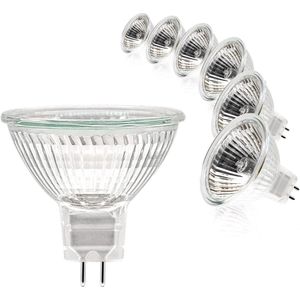 Halogeenlampen, MR16 spotlamp, 12V 35W lamp, GU5.3 lamp, MR16 dimbare 2-pins halogeenlampen, warm wit 2700K, 6 stuks [Energieklasse G]