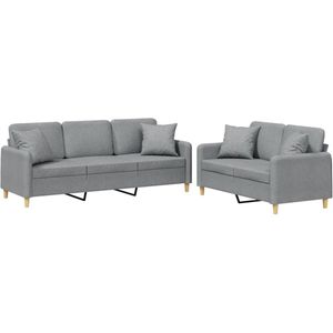 vidaXL Loungeset - 2-delig met Kussens - Lichtgrijs Loungeset - Tuinmeubel - Lounge Stoffen Bank - Bankstel - 2 Persoons Bank