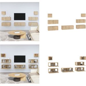 vidaXL 7-delige Tv-meubelset bewerkt hout sonoma eikenkleurig - Tv-kast - Tv-kasten - Tv-meubel - Hifi-meubel