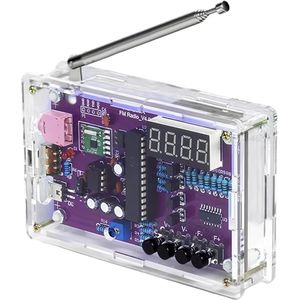 OIMG Elektronische FM-radio-set - solderen praktijkkit - FM Radio Kit - Complete Doe-Het-Zelf Bouwpakket voor FM-Radio Enthousiastelingen DIY - radio - FM-radioset - lasprojecten voor leren en onderwijzen (met behuizing)