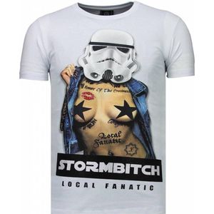 Stormbitch - Rhinestone T-shirt - Wit