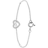Lucardi Dames Armband hart met infinity en zirkonia - Echt Zilver - Armband - Cadeau - 18 cm - Zilverkleurig