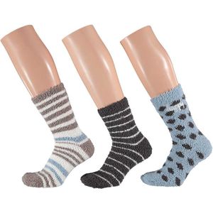 Apollo Dames Bedsokken Happy Lichtblauw One size 3 paar