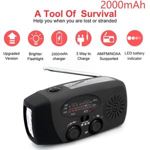 Molain Vernieuwde Noodradio Solar - 2000mAh - Draagbaar - Kompas - 100+ uur gebruikstijd - USB & LED zaklamp - Handzwengel - SOS