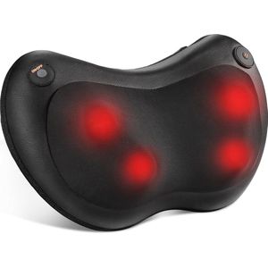 Massagekussen met Warmtefunctie voor Nek, Rug en Schouders - Elektrische 3D Shiatsu Massager met Verlengingsriem