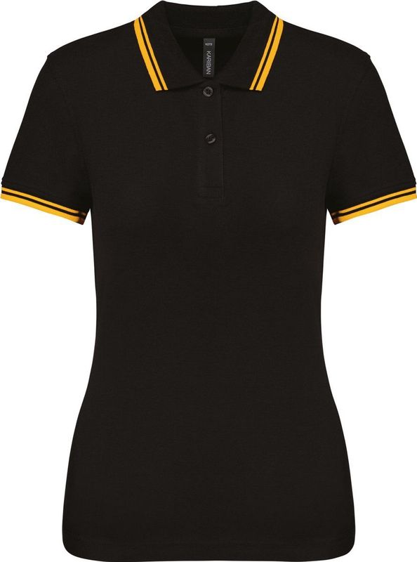 Kariban Gestreepte damespolo korte mouwen K273 - Black / Yellow - L