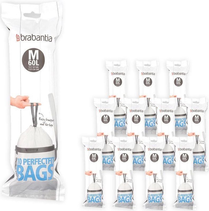 Brabantia PerfectFit Vuilniszakken - 60 l - Code M - 12 rollen x 10 stuks
