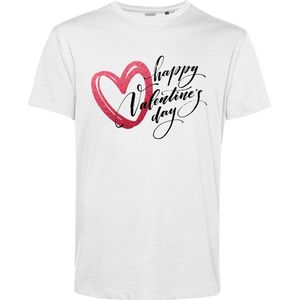 T-shirt Hartje Happy Valentines Day | Valentijn cadeautje voor hem | Valentijn | Valentijnsdag voor mannen | Wit | maat 5XL