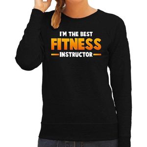 Im the best fitness instructor sweater zwart voor dames - sportschool / trainings sweaters - fitnessinstructeur XL