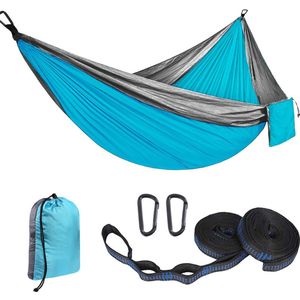 Kampeerhangmat - 270x140cm Ultralichte Reishangmat - Duurzame Ademende Nylon Reishangmat - Met Twee 10ft Boomriemen - Binnen Vrijetijdsschommel Hangstoel - Voor Buiten Kampeeraccessoires (330lbs Capaciteit)