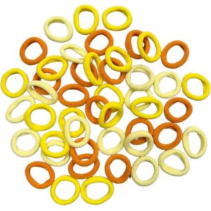 50 Zachte Haarelastiekjes - Haarelastiekjes Soft - 23mm - 5mm Dik - 50 Stuks - Geel Mix