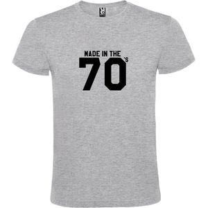 Grijs T shirt met print van "" Made in the 70's / gemaakt in de jaren 70 "" print Zwart size M