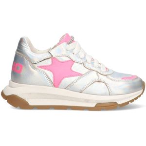 VINGINO VIN825123-991 Meisjes Lage Sneakers - Zilver/Roze - Leer - Veters