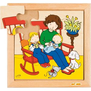 Educo Babypuzzel Voeden- Houten speelgoed - Houten puzzel - Educatief speelgoed - Kinderspeelgoed - 24x24cm - 9 stukjes