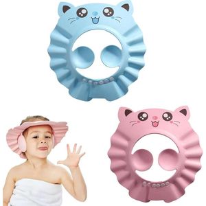 Thelau - Set van 2 shampoobeschermers voor kinderen, baby douchemuts met oorbescherming - Douchecap