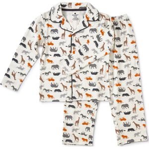 Little Label Pyjama Jongens Maat 92/2Y - beige, bruin, grijs, oranje - Safari - Pyjama Kind - Zachte BIO Katoen