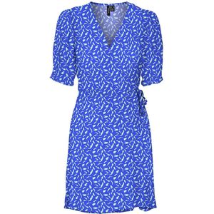 Vero Moda Jurk Vmvivi 2/4 Short Wrap Dress Exp 10279964 Dazzling Blue Dames Maat - M