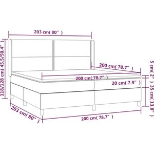 vidaXL - Boxspring - met - matras - fluweel - lichtgrijs - 200x200 - cm