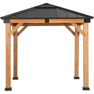 Gazebo luxe tuinpaviljoen in cedarwood met lichtdoorlatende hard-top 278 x 278cm