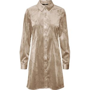 Vero Moda Jurk Vmtrim Ls Short Shirt Dress Wvn 10298919 Silver Mink Dames Maat - S
