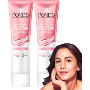 Pond's Glow Up Cream Pink Crush – 2 Stuks - Gezichtscreme met Roze Gloed – Hydraterende & Verhelderende Dagcrème – Egaliseert & Verzacht
