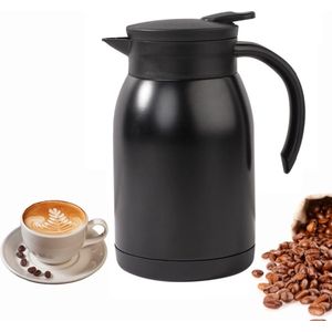 Roestvrijstalen thermische koffiekaraf Dubbelwandige vacuümwaterdrankdispenser 12 uur warmtebehoud 800 ml (zwart)