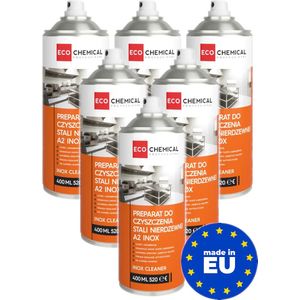 RVS Reiniger - 6 x 400ml - Inox Spray - Keuken Badkamer Auto Motor - Made in EU