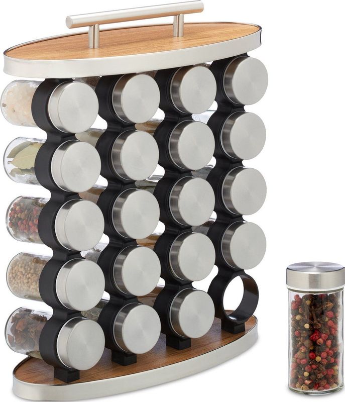 Relaxdays kruidenrek met 20 potjes - kruidenstandaard metaal - kruidenhouder - aanrecht