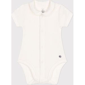 Petit Bateau Babybody met korte mouwen en kraagje Unisex Rompertje - Wit - Maat 68