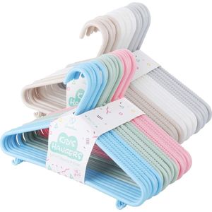 Kleerhangers voor kinderen, 36 stuks, 6 kleuren, verdikking, antislip kunststof, kinderkleerhangers met broekstandaard, duurzaam, 7 mm babykleerhangers voor kledingkast