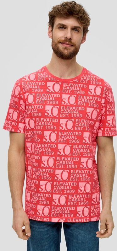 s.Oliver T-shirt met allover logoprint heren, rood 25a4, S