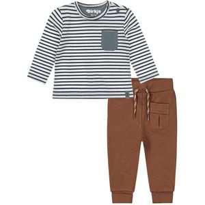 Dirkje - kledingset - Broek bruin - Shirt groen wit gestreept - Maat 56