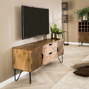 LM-Collection Sherry TV-Kast - 135x35x55 - Bruin - Hout - tv-kasten, tv kast mangohout, tv kast industrieel, tv kast hout, tv kast landelijk, tv kast meubel,