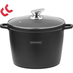 Royalty Line® AD28 Soeppan Inductie - Braadpan Inductie Met afneembare Handvatten - Ø 28 cm - Soeppot 10.5 Liter Soeppannen Met Glazen Deksel - Voor Alle Warmtebronnen - Antiaanbaklaag - Zwart