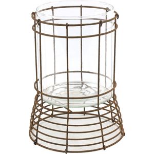 Non-branded Windlicht Tiemen L 16,5 X 21 Cm Staal Bruin