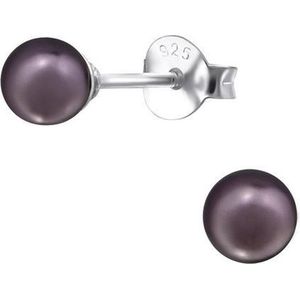 Amanto Oorbellen Elki Purple - 925 Zilver E-Coating - Parel - ∅4mm