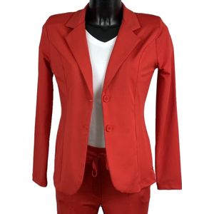 Angelle Milan – Travelkleding voor dames – Rood Jasje met 2 knopen – Ademend – Kreukherstellend – Duurzaam - In 5 maten - Maat M