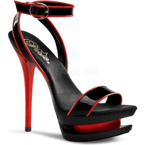 Pleaser - BLONDIE-631-2 Sandaal met enkelband - US 8 - 38 Shoes - Zwart/Rood