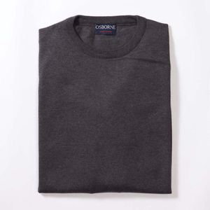 Osborne Knitwear Trui met ronde hals - Katoen - Charcoal - L