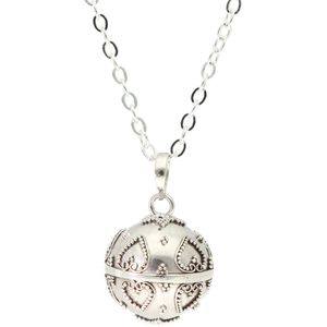 La Rosa Princesa Filigree Bola Zwangerschapsketting Zilver hartjes - Babybel - zwangerschapsbelletje