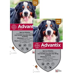 Bayer Advantix Vlooien & Teken Pipetten - Hond 40 tot 60kg - 2 x 4 stuks