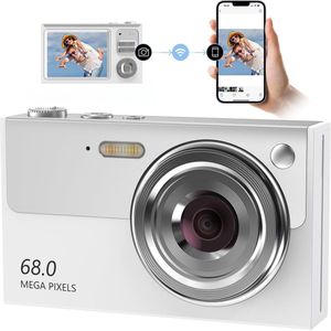 Digitale camera - 4K-kindercamera - 16x zoom, point-and-shoot digitale camera met 32 ​​GB-kaart, draagbare kleine camera met autofocus voor kinderen, tieners en beginners - Wit