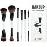 Jessup - T501 - Make-up Kwasten Set - Helder Cyaan - 6 Stuks