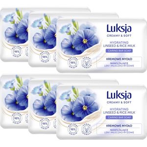 Luksja Lijnzaad & Rijstmelk Hydraterende Handzeep - Antibacteriële Zeep Cremig en Zacht - Voor Hand en Lichaam - Soap - Zeep Blok - 6 x 90 g
