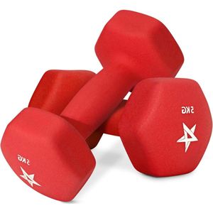 Neopreen halter paar 5KG handgewicht krachttraining voor thuis gym fitness - 5KG rood dumbbell set
