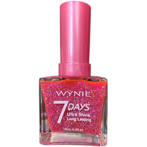 Wynie - Nagellak 7 Days Ultra Shine Long Lasting - Transparant roze met roze glitters - 1 flesje met 15 ml inhoud - Nummer 711