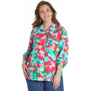 Lange gebloemde blouse met 3/4 oprolmouwen