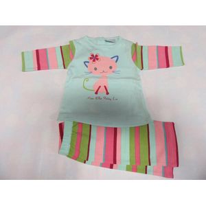 wiplala , pyjama 2 delig voor meisje groen , poesje ,  68 - 6 maand